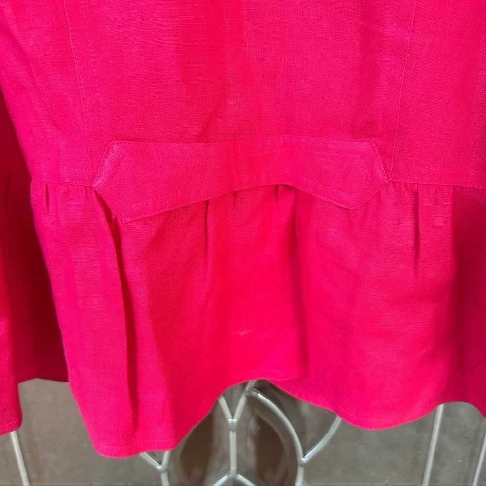 Kim Rogers Size 12 Cropped Peplum 3/4 Length Sleeves Button Up Jacket linen